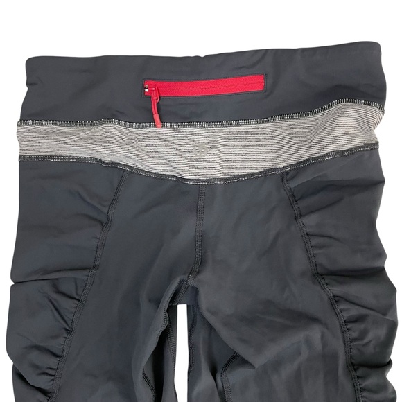 lululemon 4 Pace Rurched Side Crop Legging Gray Coral sz 4 - Picture 5 of 12